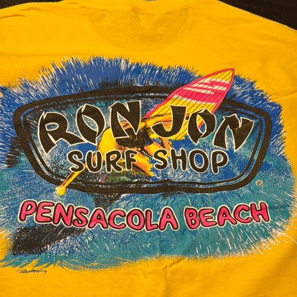 Ron Jon Surf Shop Yellow Pensacola Florida S/S Unisex T-Shirt LG - Picture 1 of 5